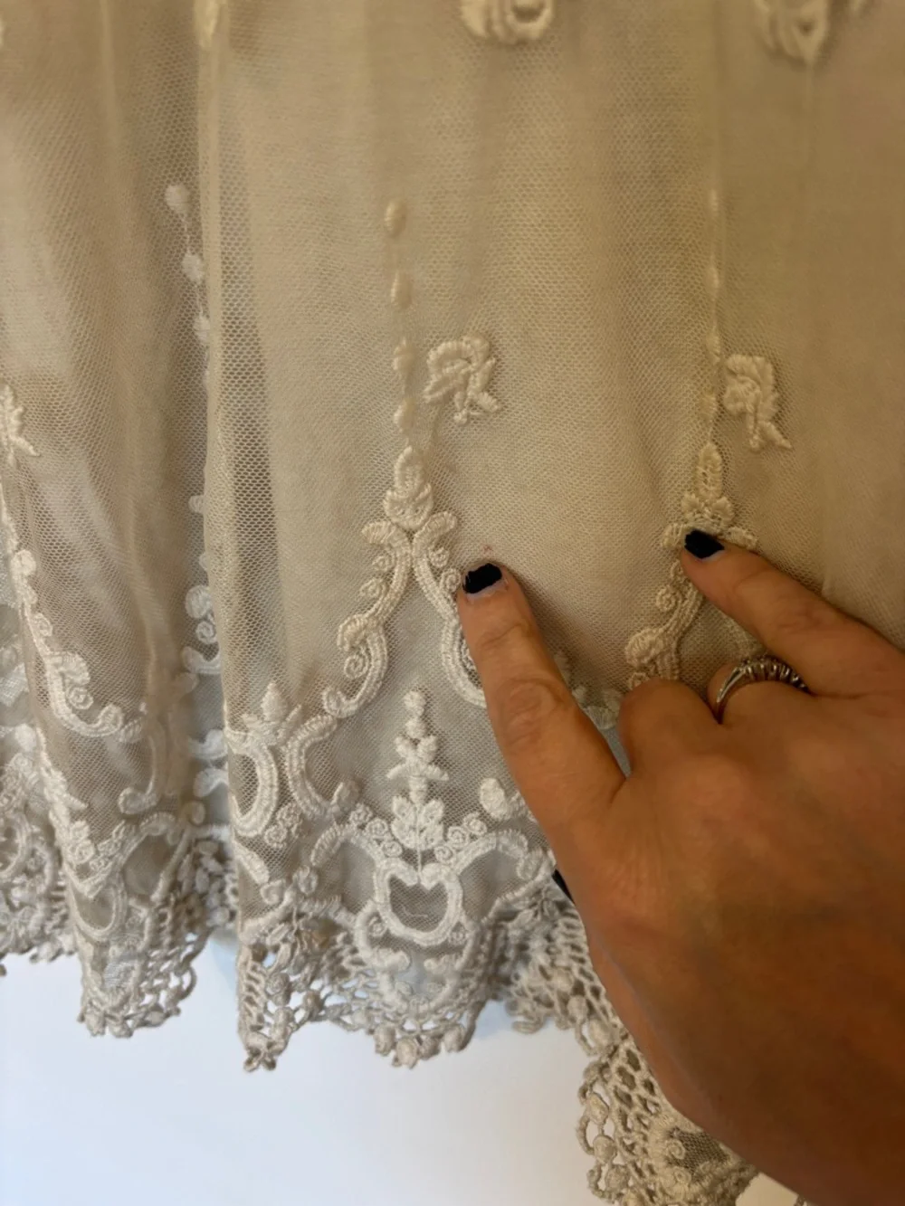 Italian Floral Lace Mini Dress Fits like Small Fairy Cottagecore Festival Silk - Picture 5 of 10